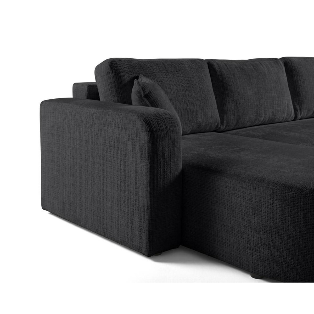 BEST MOBILIER Miro - canapé panoramique en u 7 places - convertible avec coffre - en velours texturé