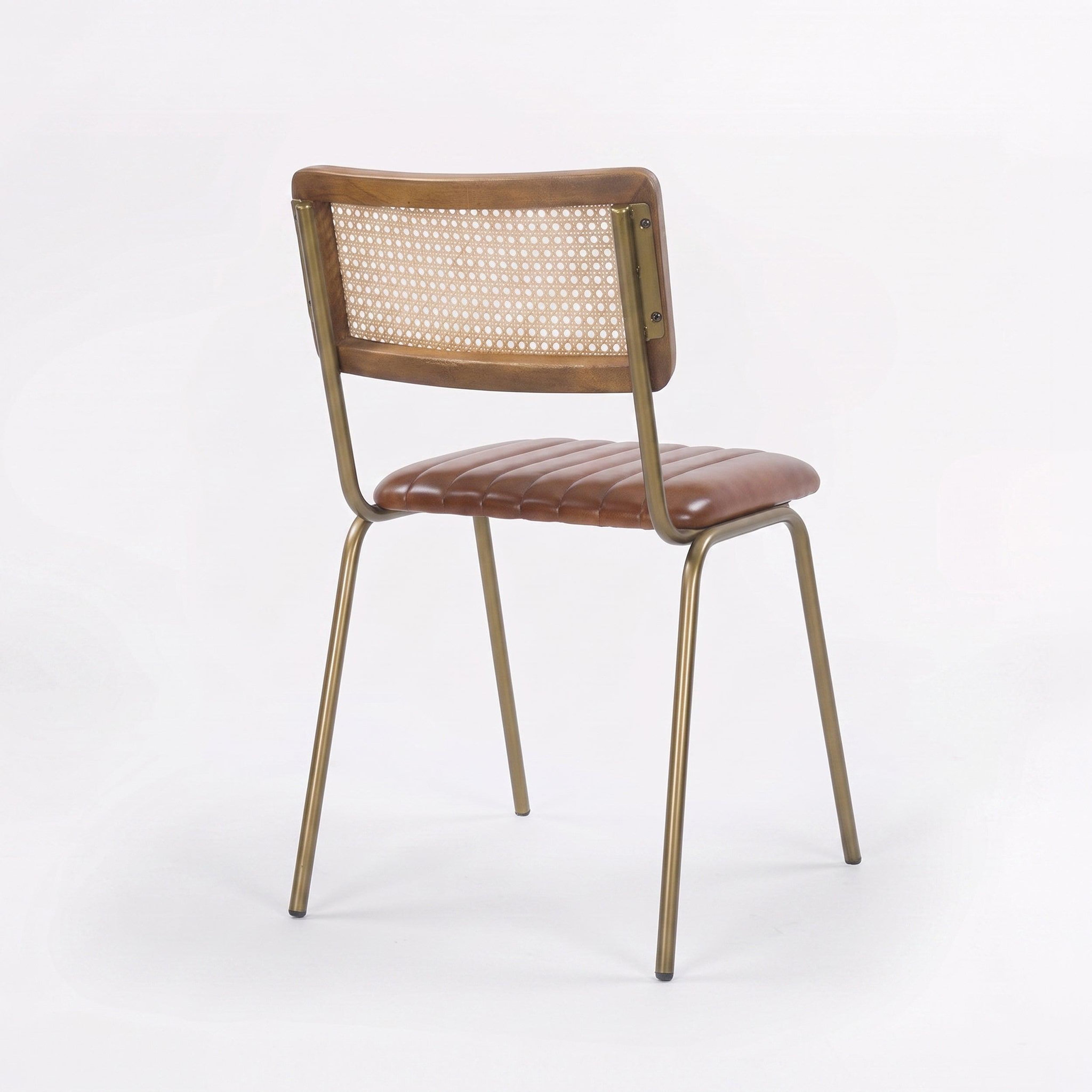 Voir la diapositive 3 : MAISON PAVANE Lot de 2 chaises en cannage et cuir marron-Arsène