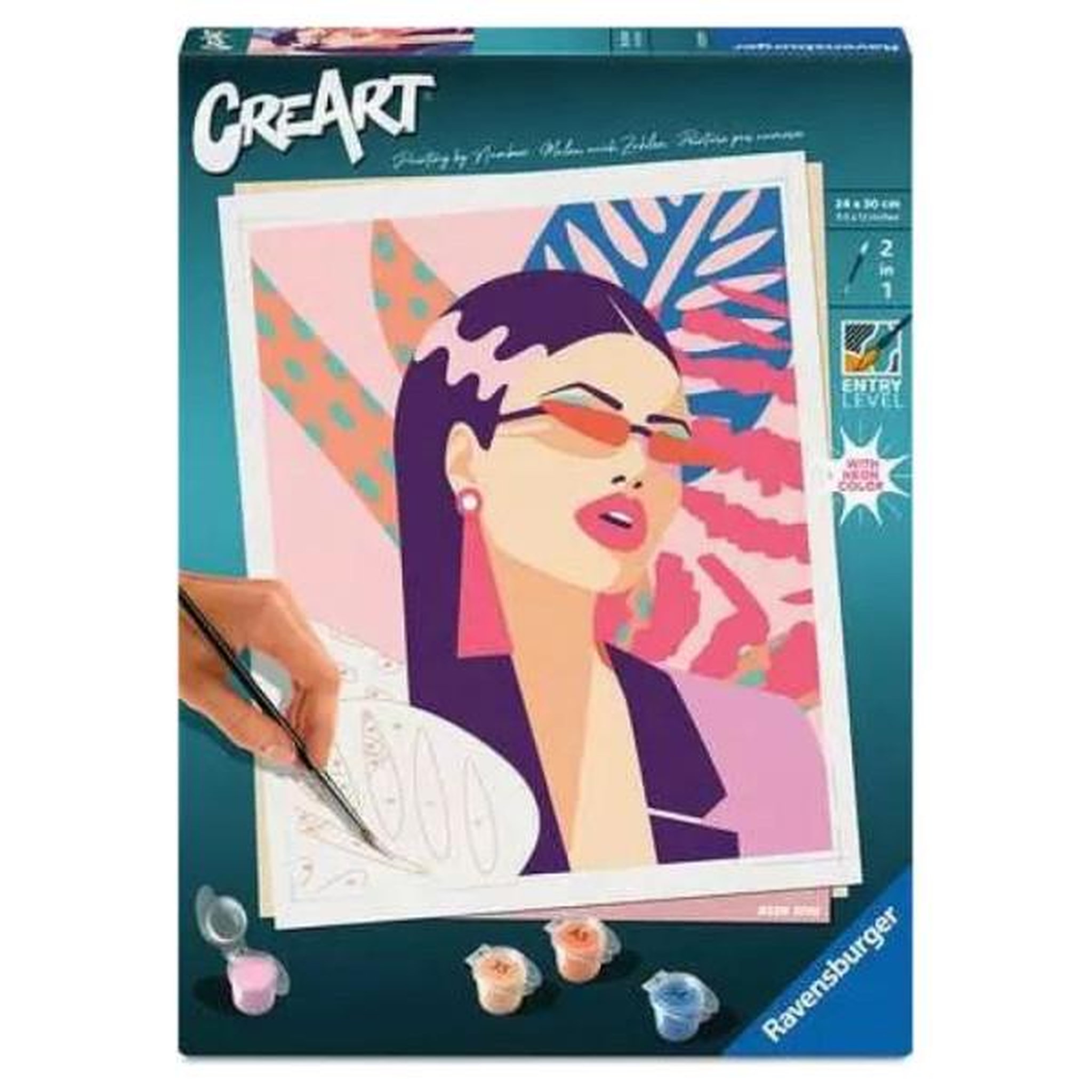 RAVENSBURGER Peinture par numéros - ravensburger - neon diva - 24 x 30 cm - couleurs pop néon - matériaux fsc/recyclés