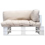 Voir la diapositive 2 : VIDAXL Canape de jardin palette avec coussins sable pinede