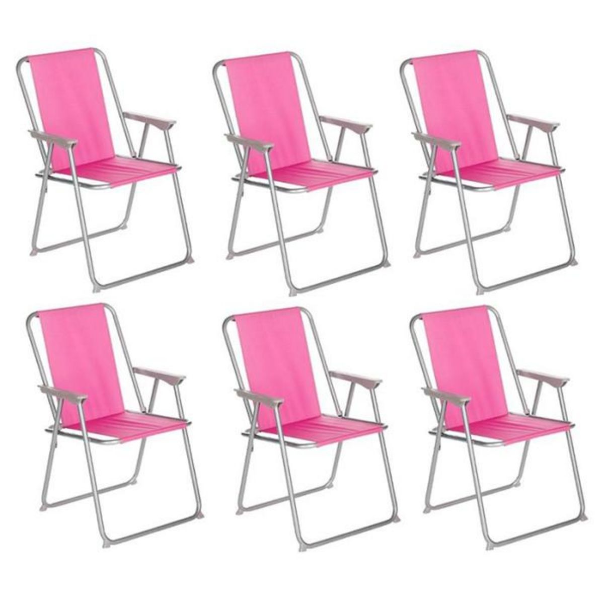 Cote detente Lot de 6 Chaises de Camping Pliantes  Grecia  74cm Rose