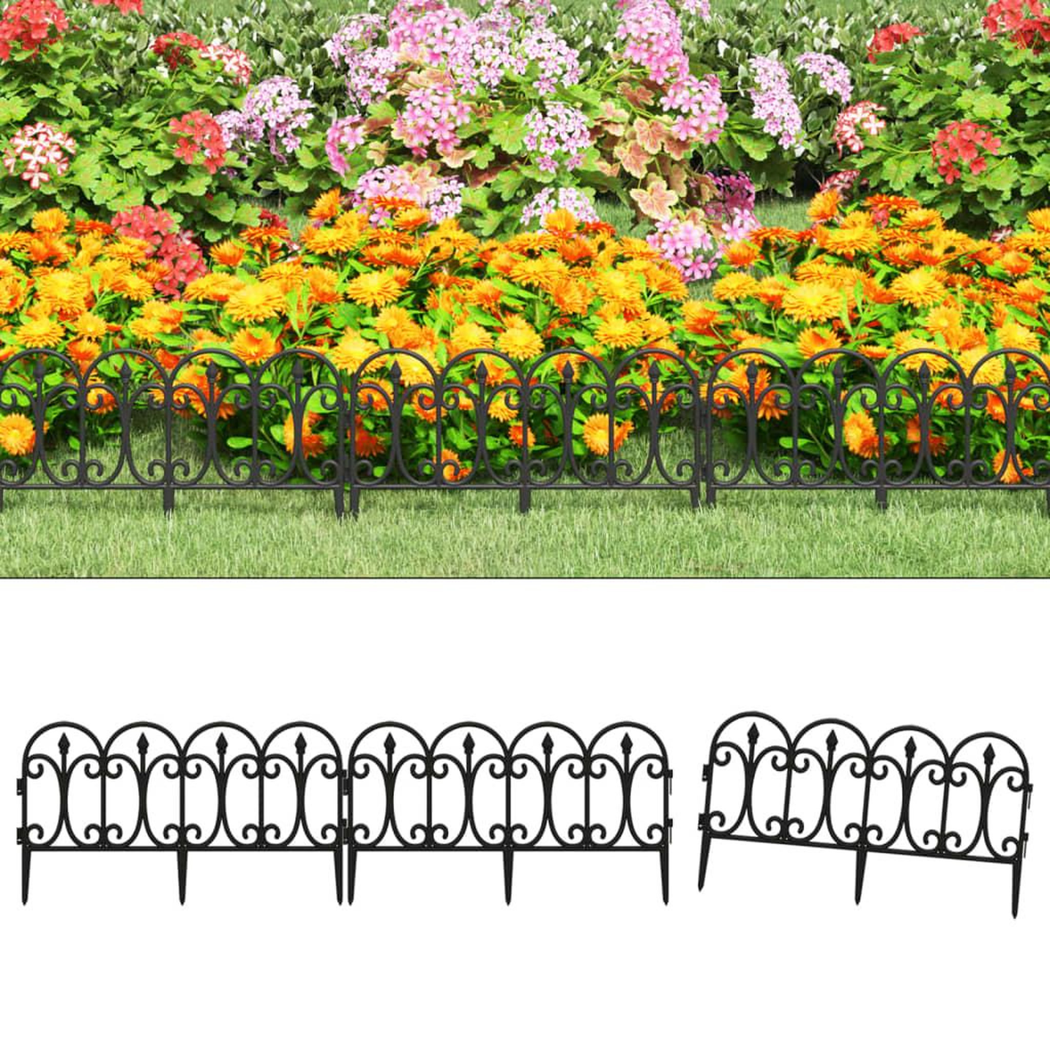 VIDAXL Bordures de pelouse 17 pcs Noir 10 m PP