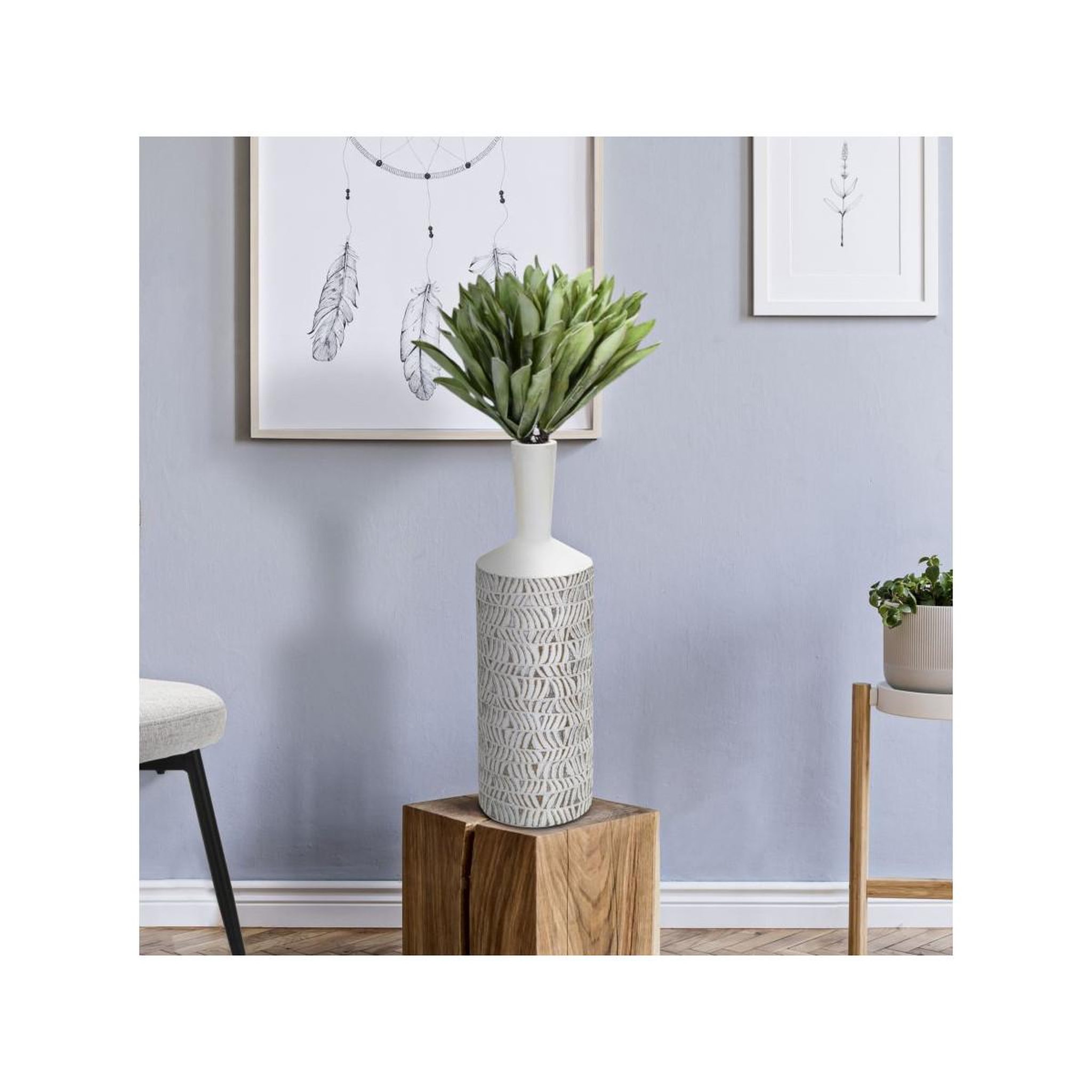 Voir la diapositive 5 : Paris Prix Vase bouteille abstrait  nairobi  49cm blanc