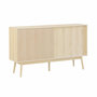 Voir la diapositive 2 : SWEEEK Buffet de rangement décor bois naturel. Linear. deux portes. deux étagères. buffet haut. vaisselier.  L 150 x P 39.5 x H 90cm