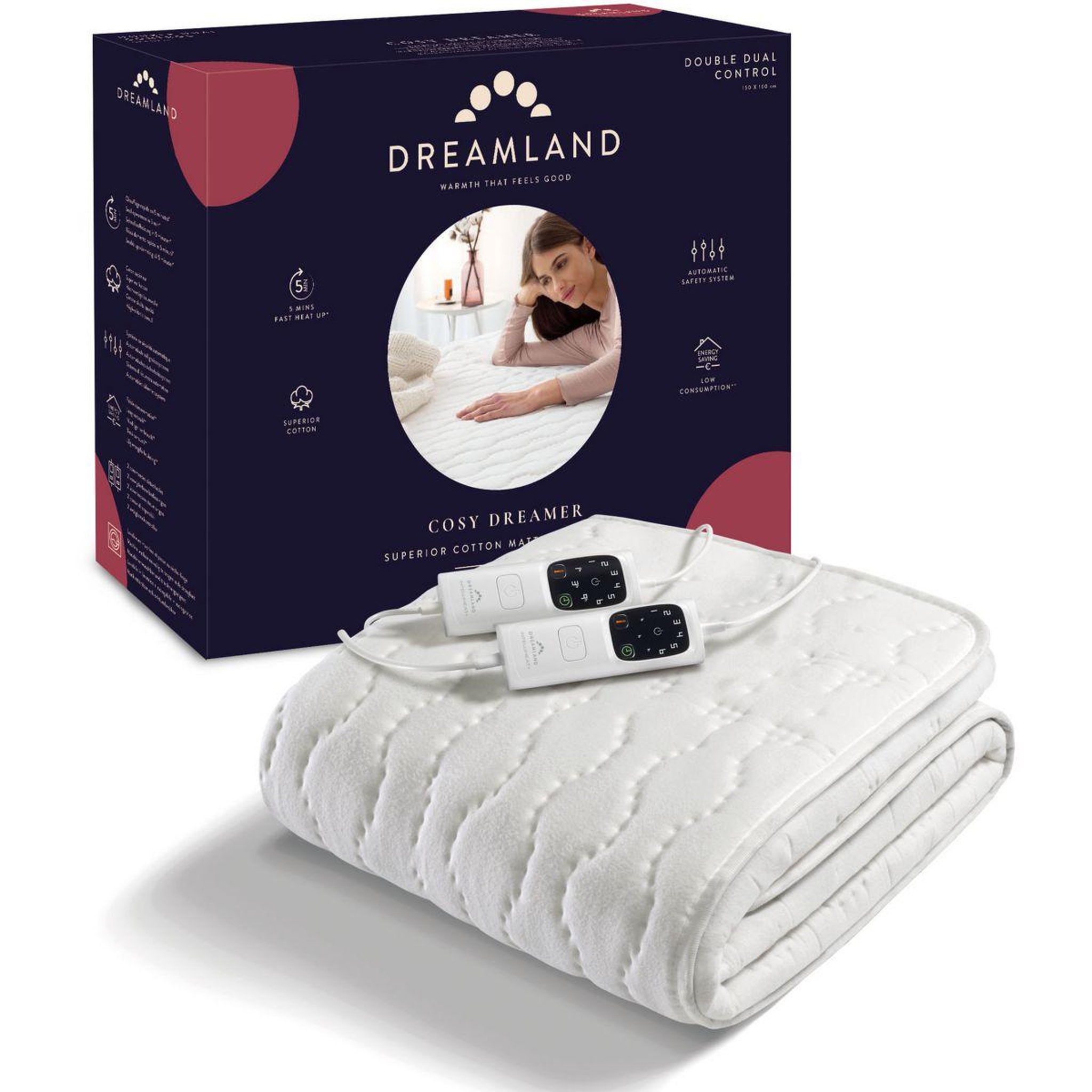 DREAMLAND Surmatelas chauffant COSY DREAMER COTON DOUBLE 6T 150X160