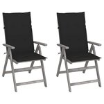 VIDAXL Chaises inclinables de jardin lot de 2 et coussins Bois acacia