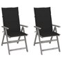 Voir la diapositive 1 : VIDAXL Chaises inclinables de jardin lot de 2 et coussins Bois acacia