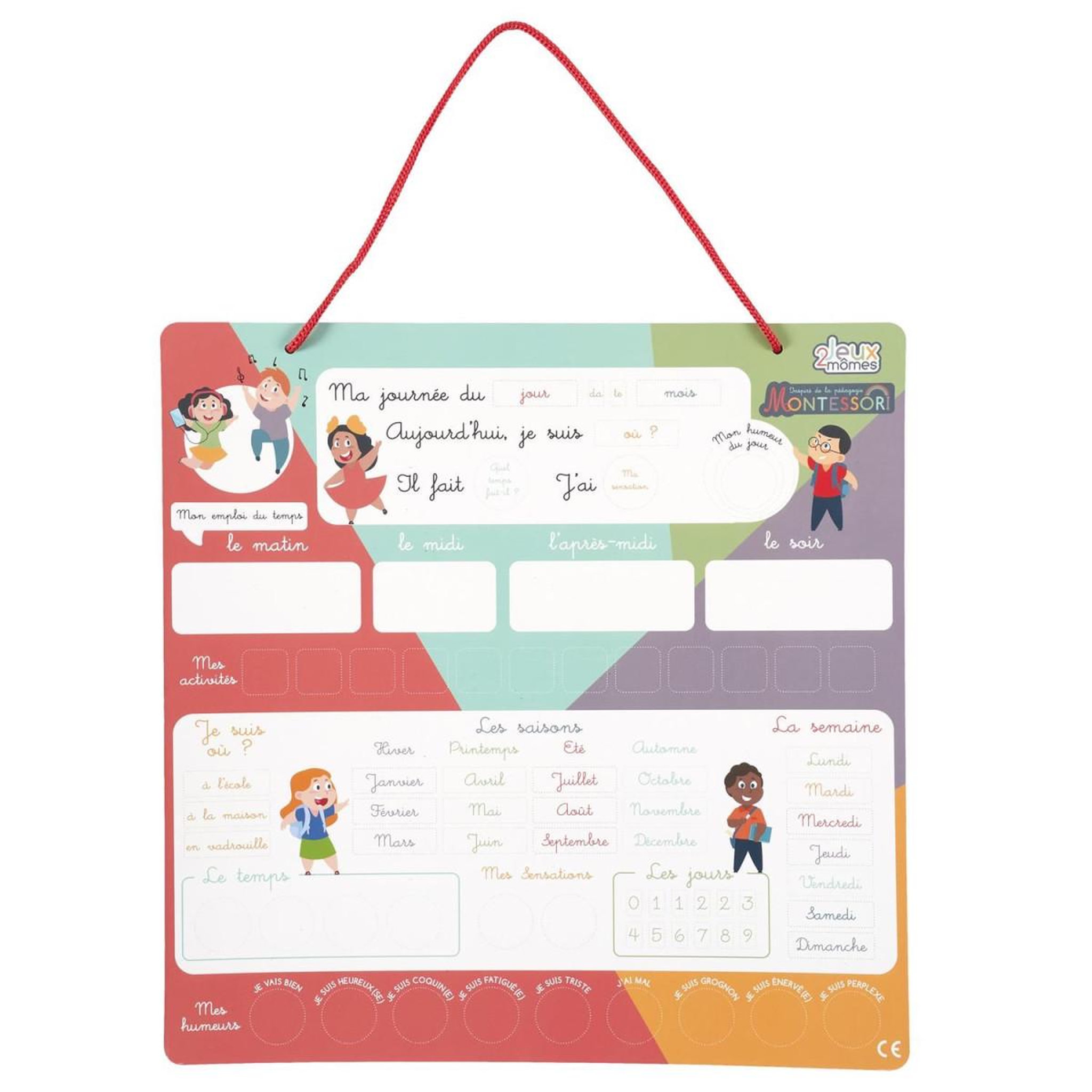 Jeux 2 momes Jeu éducatif  je comprends ma journée  37cm multicolore