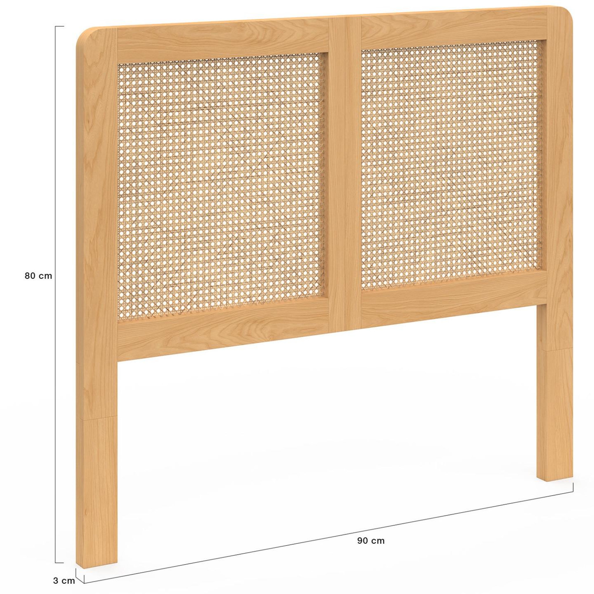 Voir la diapositive 4 : ID MARKET Tête de lit sur pied EDHEN 90 cm cannage et bois