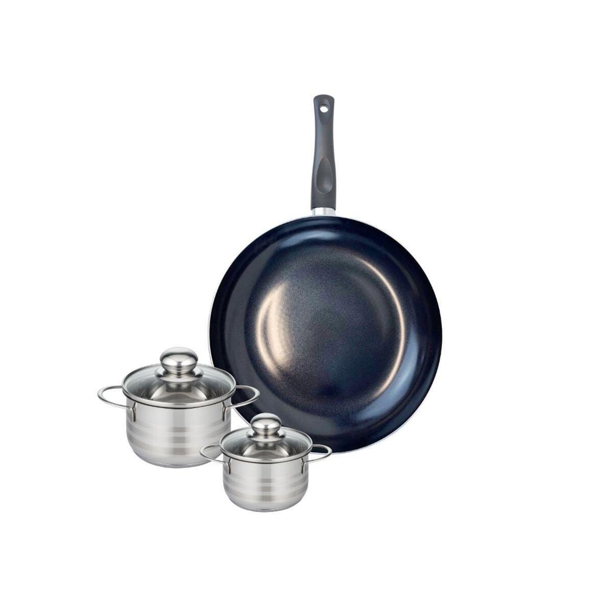 ELO Ensemble de 1 Poêle de cuisson 32 cm et 2 faitouts 12 et 14 cm Elo Prima Brillant