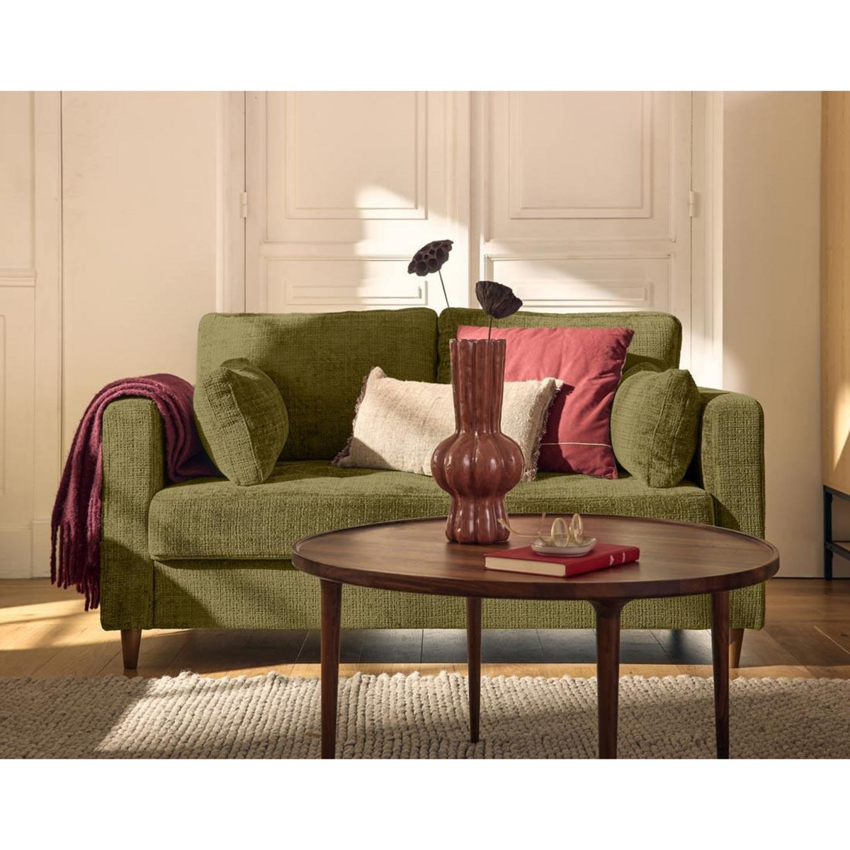 LISA DESIGN Anna - canapé droit 2 places avec poche en velours texturé