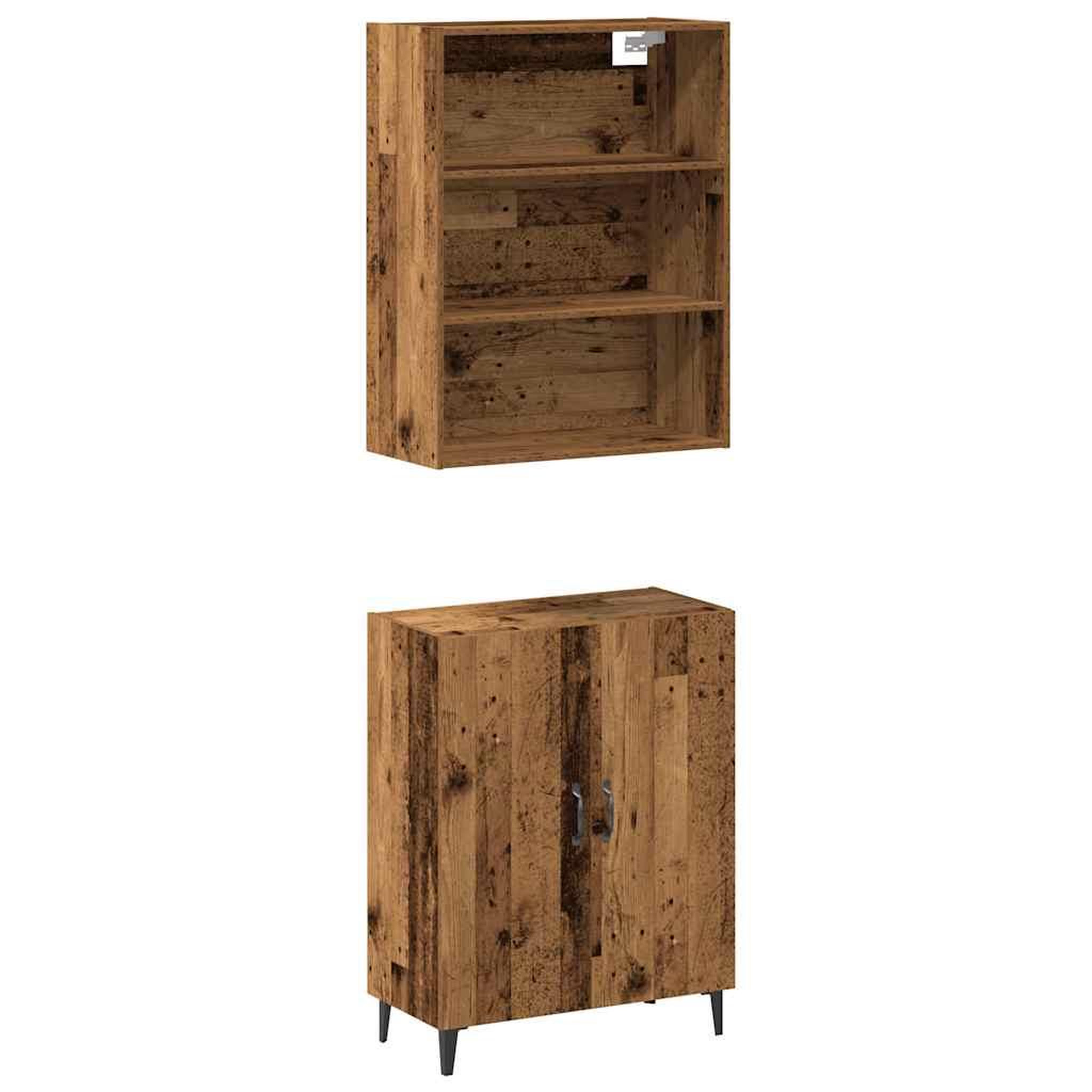 Voir la diapositive 2 : VIDAXL Buffet avec armoire murale vieux bois bois d'ingenierie