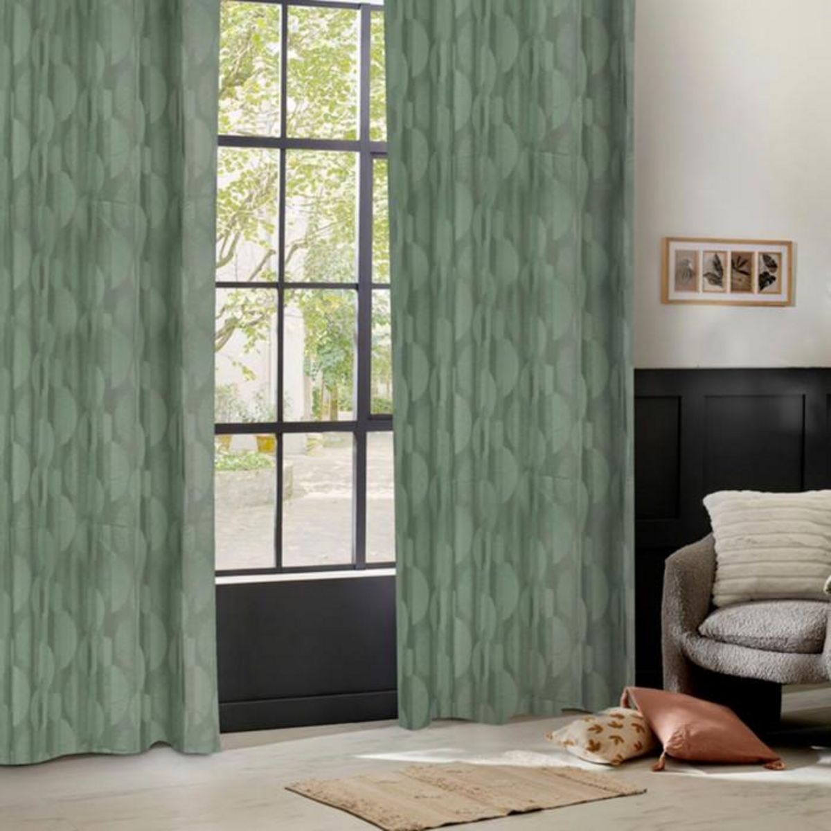 ATMOSPHERA Rideau Jacquard à Œillets  Wimbi  140x260cm Vert Kaki