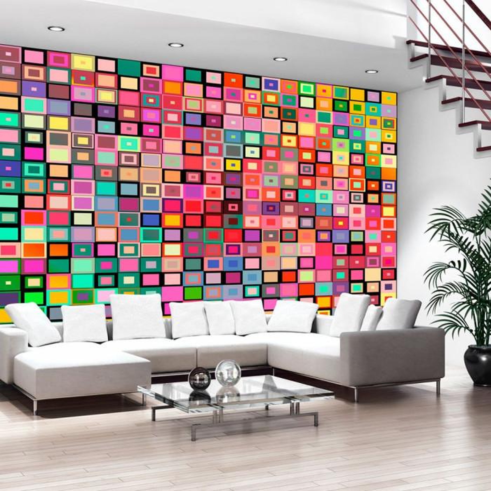 Paris Prix Papier Peint  Colourful Boxes. Coloris disponibles : Multicolore