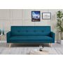 Voir la diapositive 2 : CONCEPT USINE Canapé scandinave convertible 3 places en tissu bleu canard WOODEN