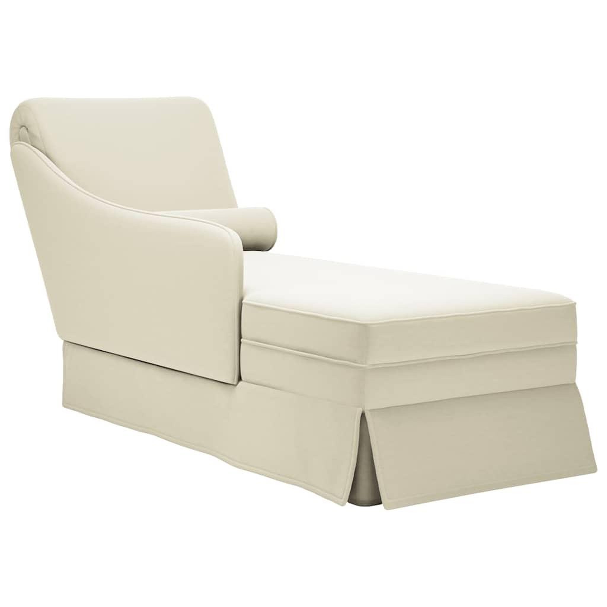 VIDAXL Fauteuil long avec traversin et accoudoir droit creme velours