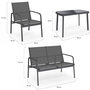 Voir la diapositive 5 : ID MARKET Salon de jardin bas TOLEDE 4 places avec canapé, fauteuils et table gris anthracite