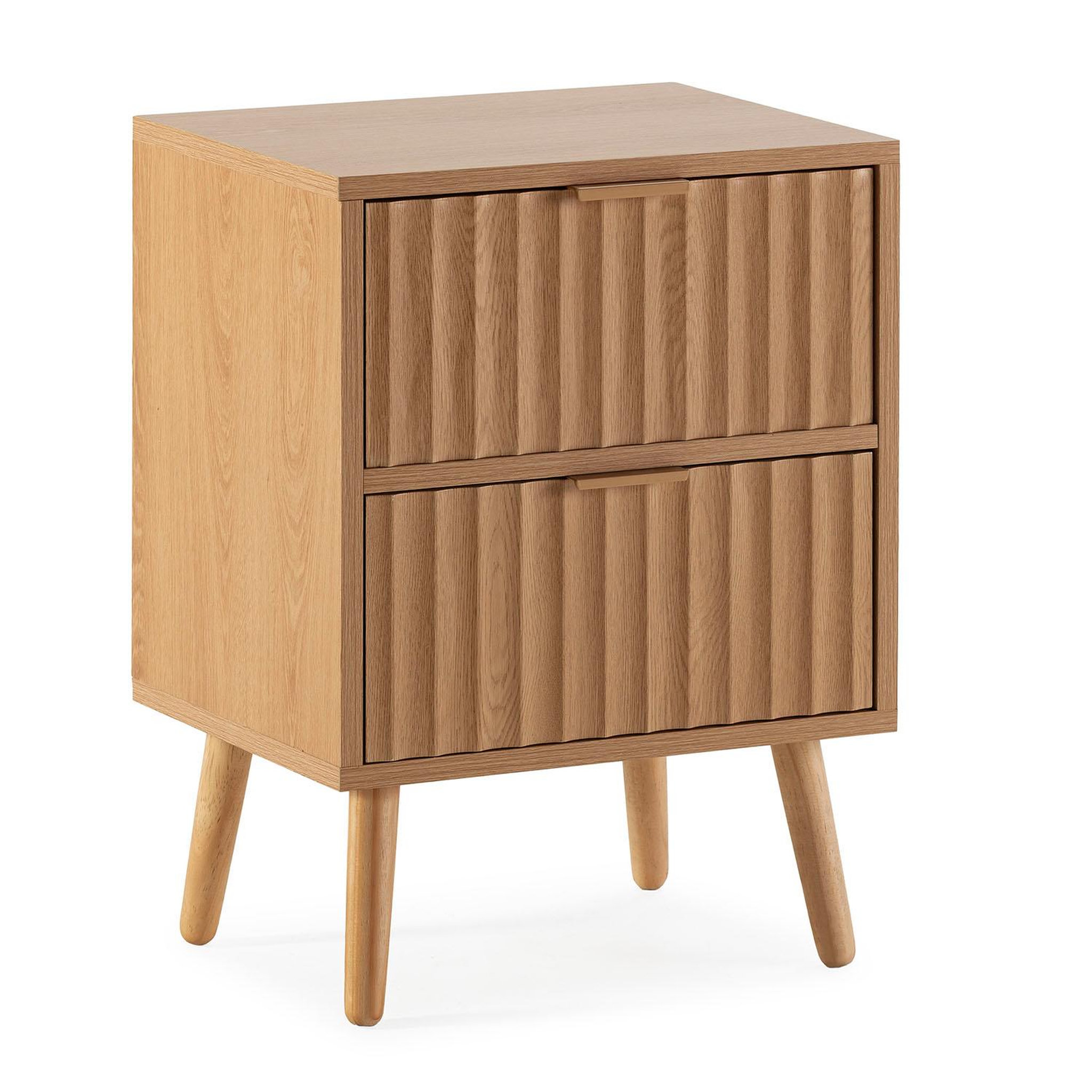 VS VENTA-STOCK Table de chevet Lluvia 2 tiroirs couleur chêne