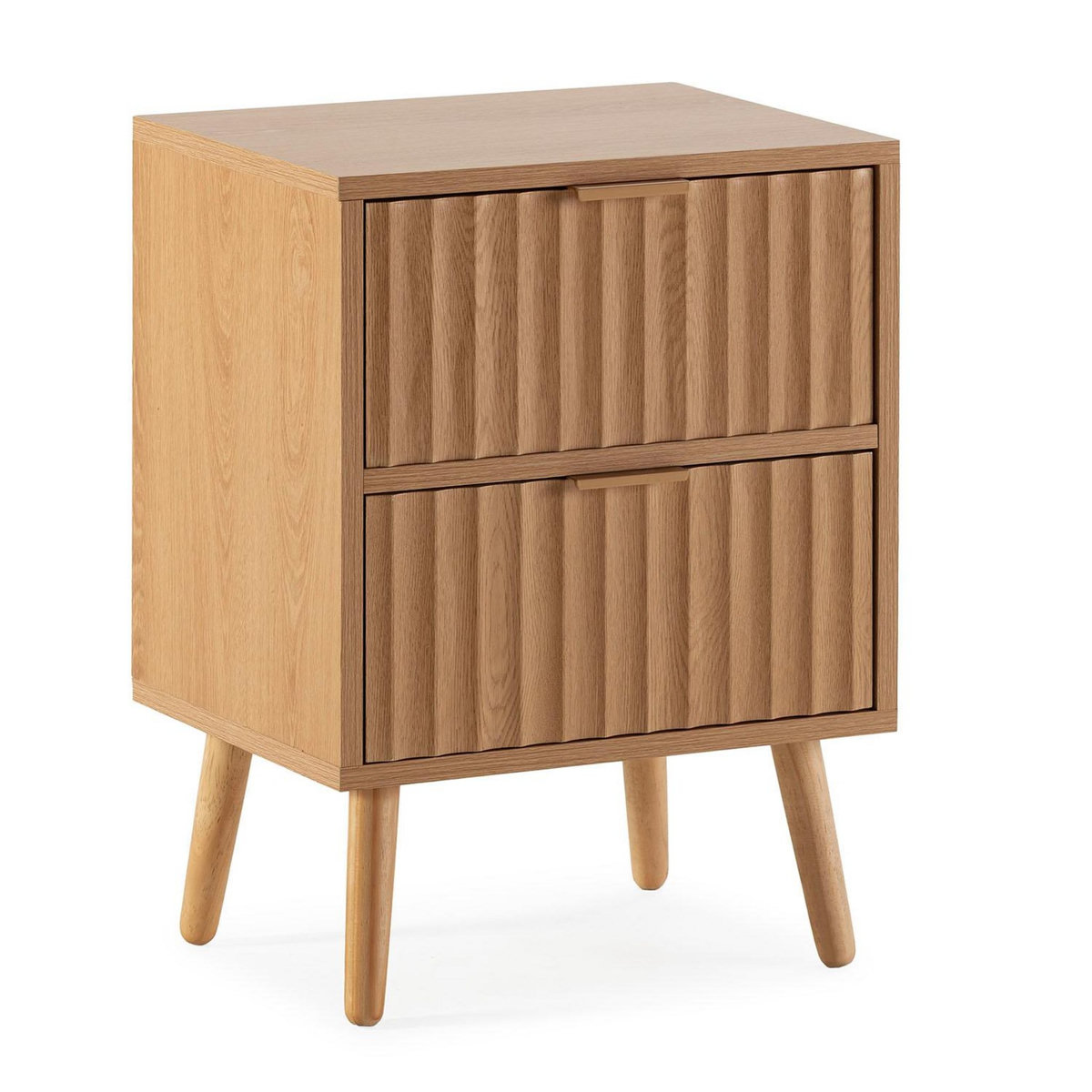 VS VENTA-STOCK Table de chevet Lluvia 2 tiroirs couleur chêne