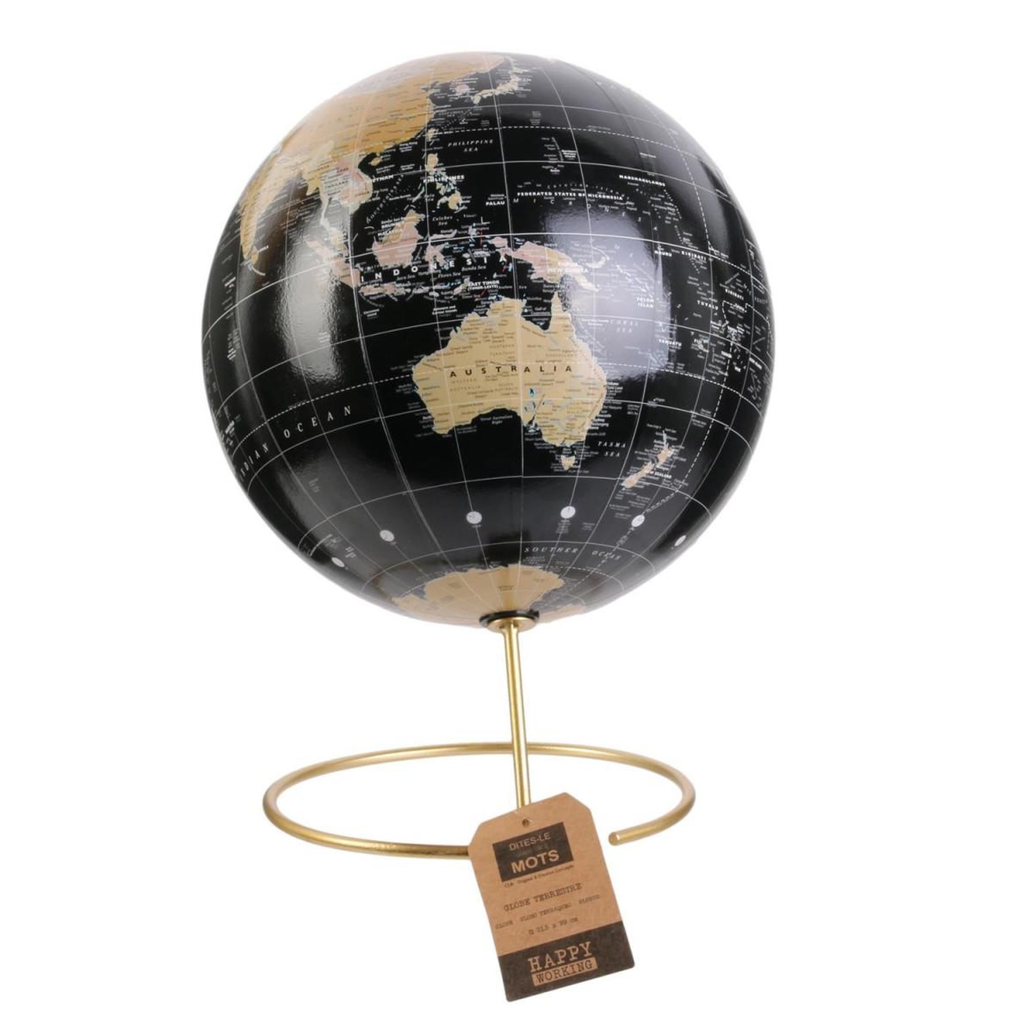 Voir la diapositive 4 : The Home Deco Factory Globe terrestre déco  world  29cm noir & or