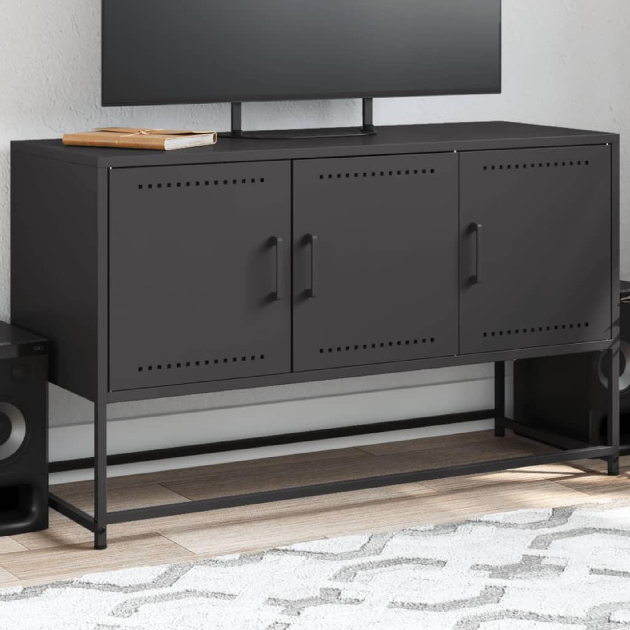 VIDAXL Meuble TV noir 100,5x39x60,5 cm acier
