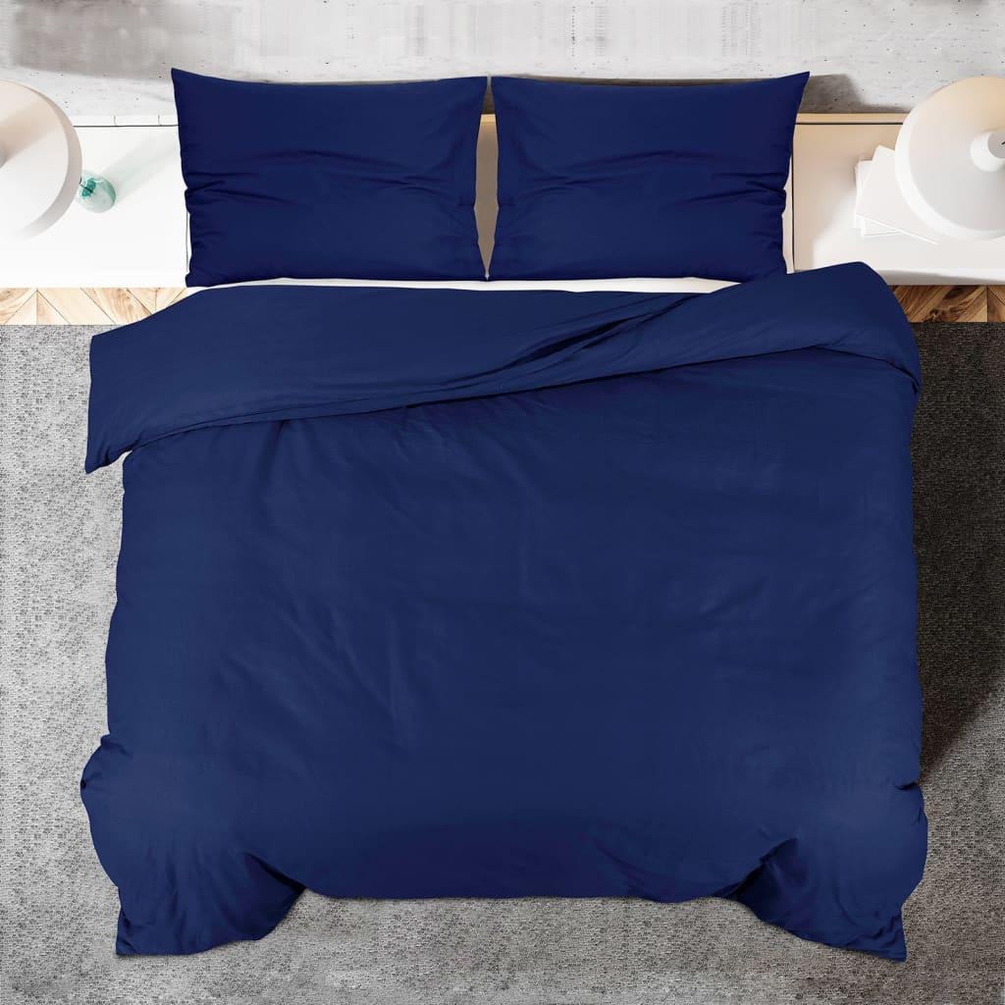 Voir la diapositive 5 : VIDAXL Ensemble de housse de couette Bleu marine 260x240 cm Microfibre