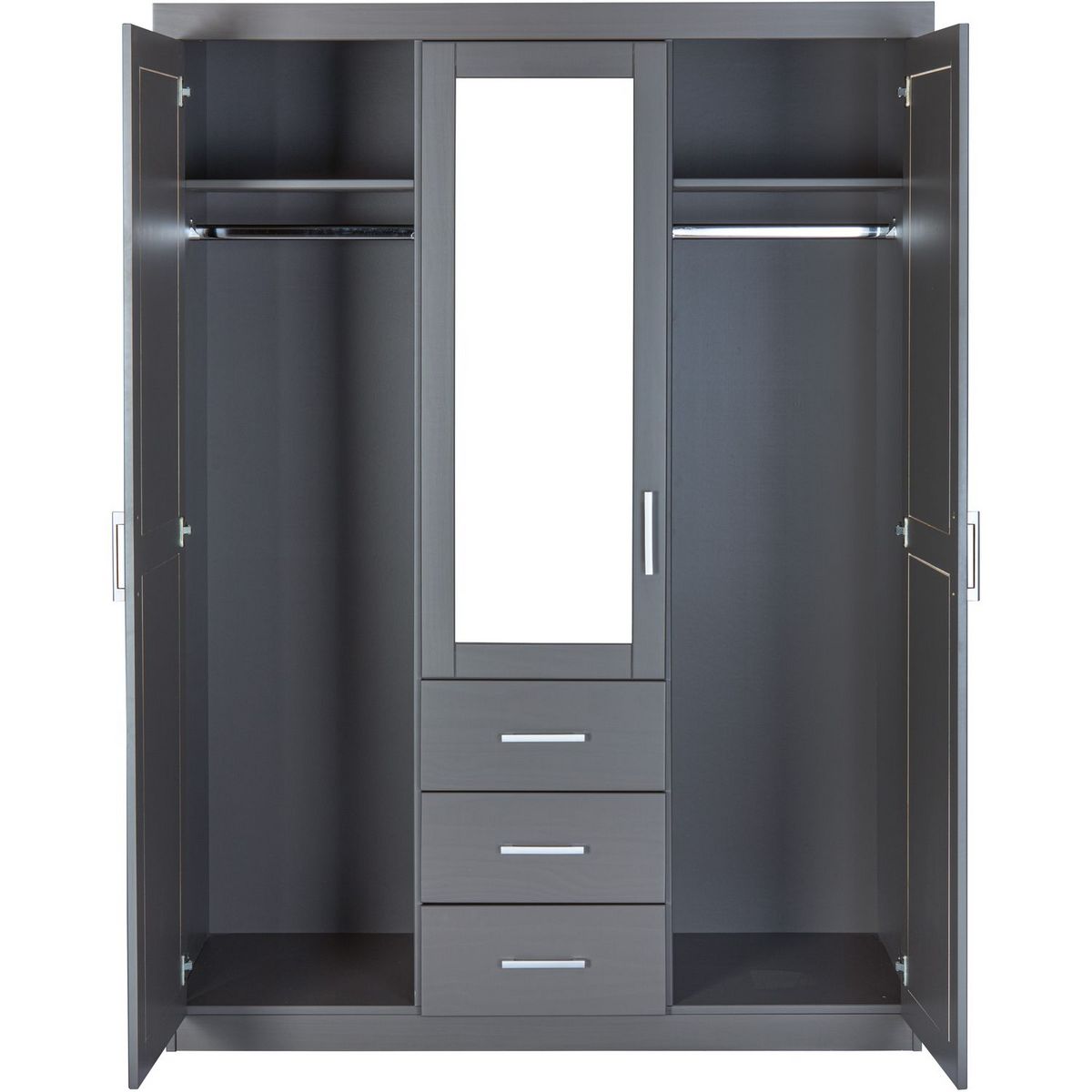 Armoire en  pin massif  3 tiroirs 3 portes +  miroir L140cm  GERALD