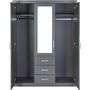 Voir la diapositive 2 : Armoire en  pin massif  3 tiroirs 3 portes +  miroir L140cm  GERALD