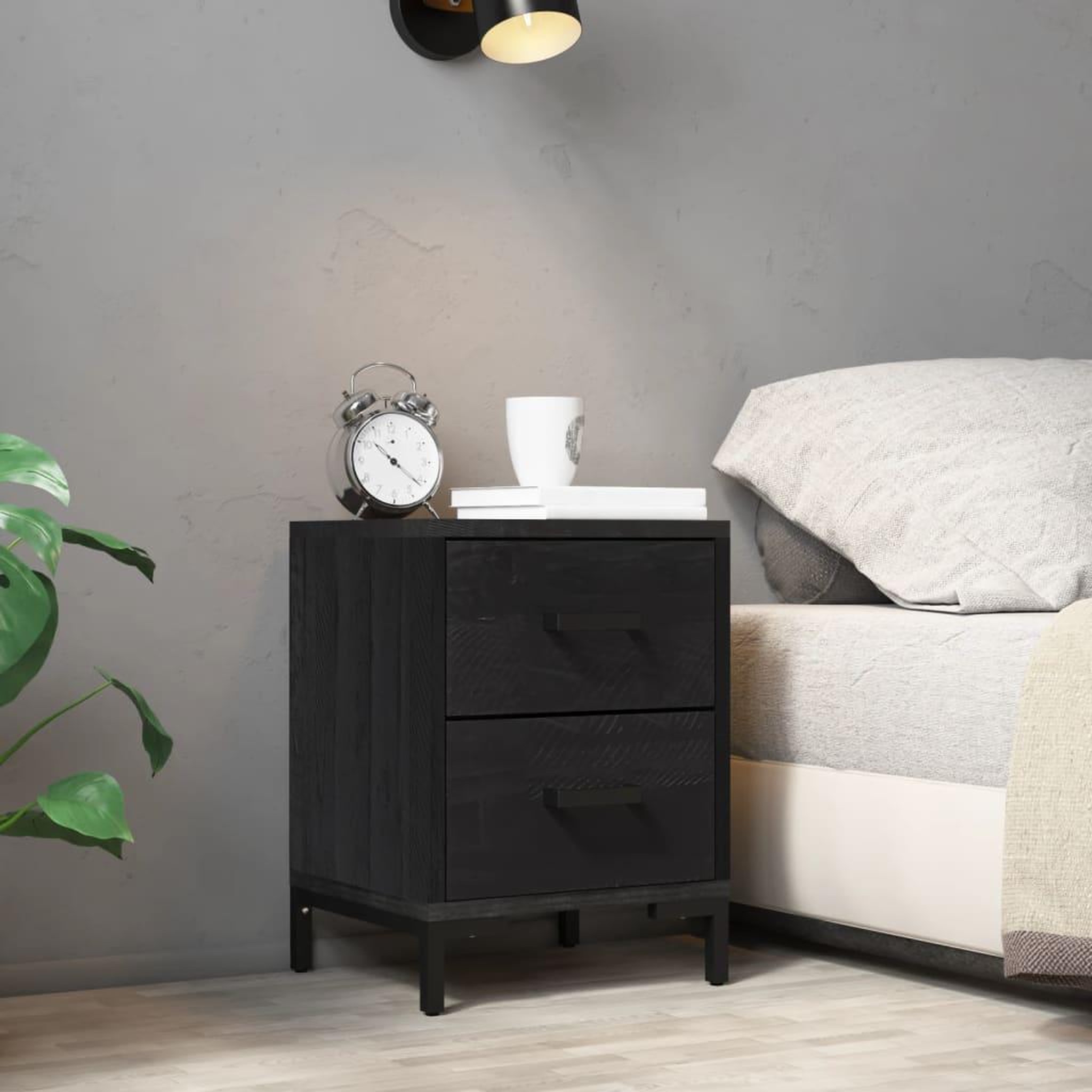 Voir la diapositive 1 : VIDAXL Table de chevet Noir 36x30x45 cm Bois de pin massif