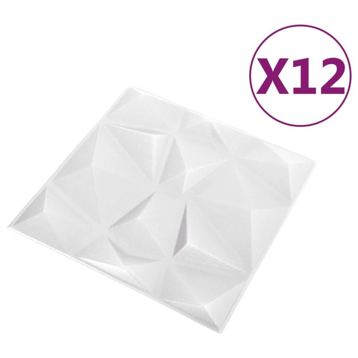 VIDAXL Panneaux muraux 3D 12 pcs 50x50 cm blanc diamant 3 m^2