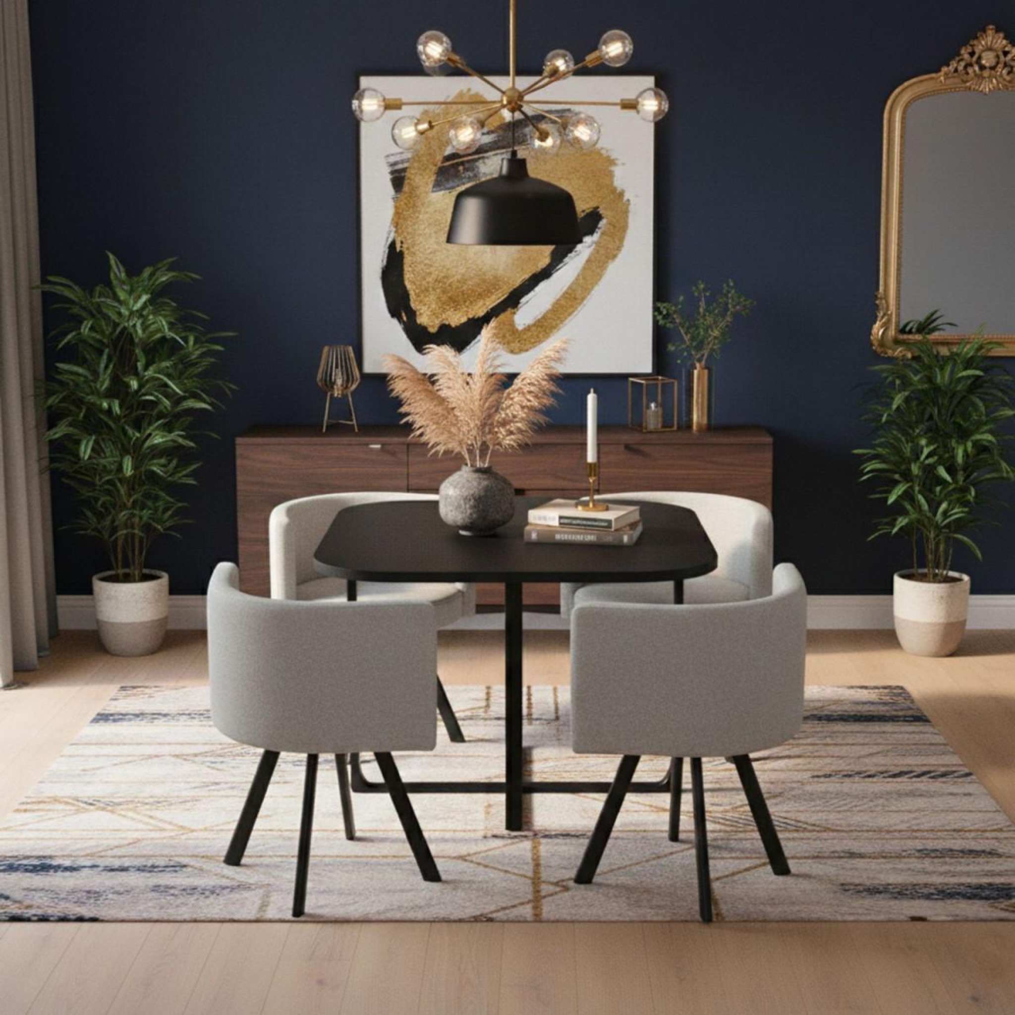 Voir la diapositive 5 : Paris Prix Ensemble table & 4 chaises  oslo  90cm noir & gris