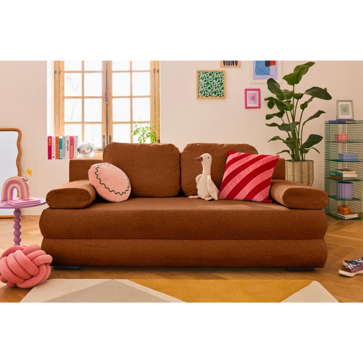 BEST MOBILIER Nora - canapé 3 places convertible avec coffre en tissu texturé