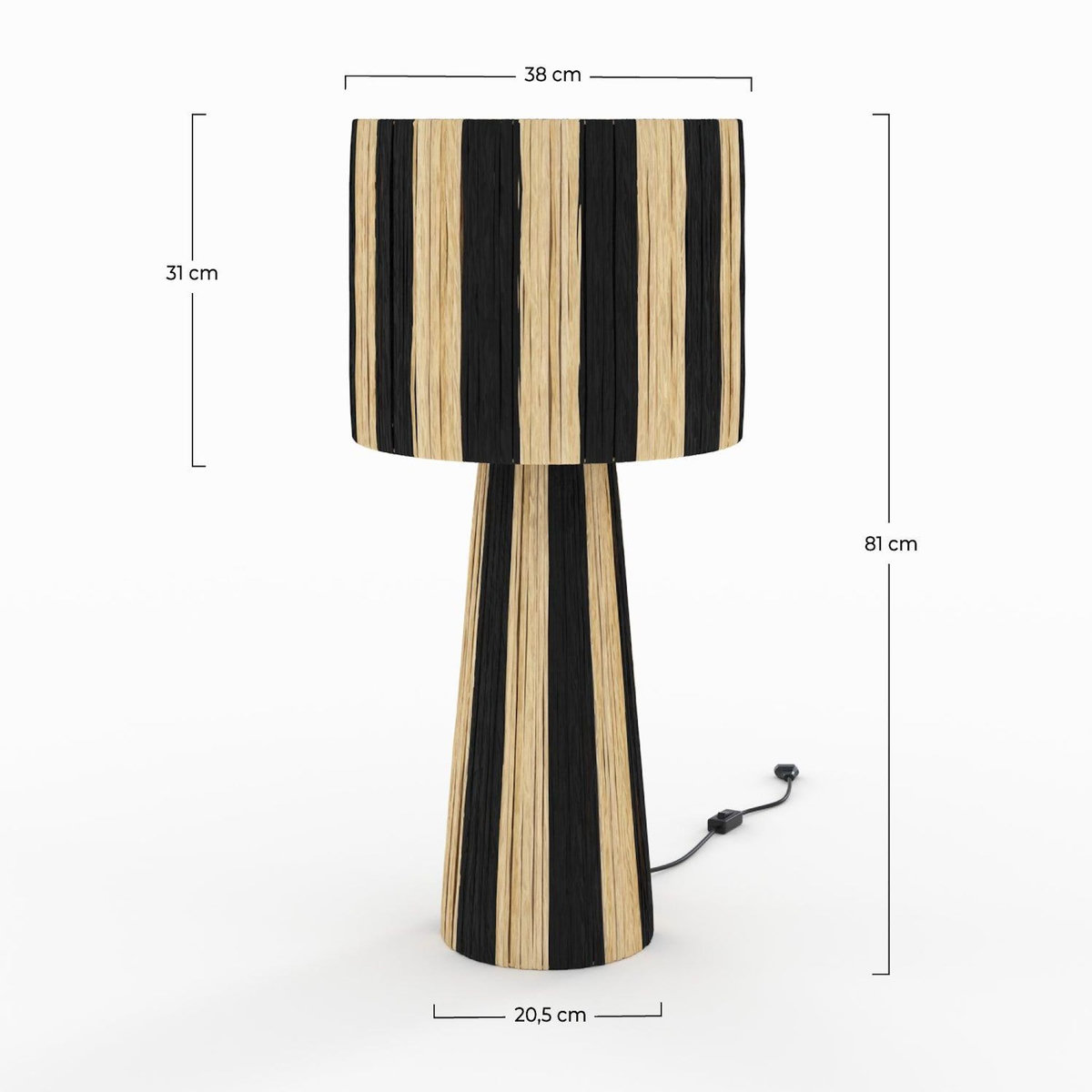 Rendez vous déco Grande lampe rayée noire en feuille de palmier-Soléa
