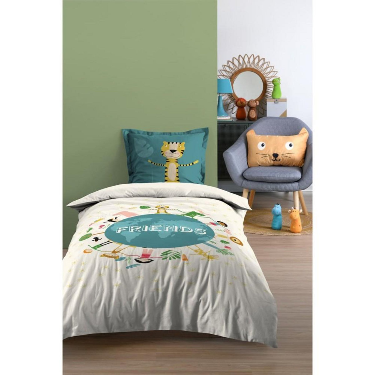 Lovely Casa Housse de couette 140x200 Amis + 1 taie coton 57 fils