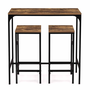 Voir la diapositive 3 : ID MARKET Ensemble table haute de bar DAYTON 95 cm et 2 tabourets effet vieilli design industriel
