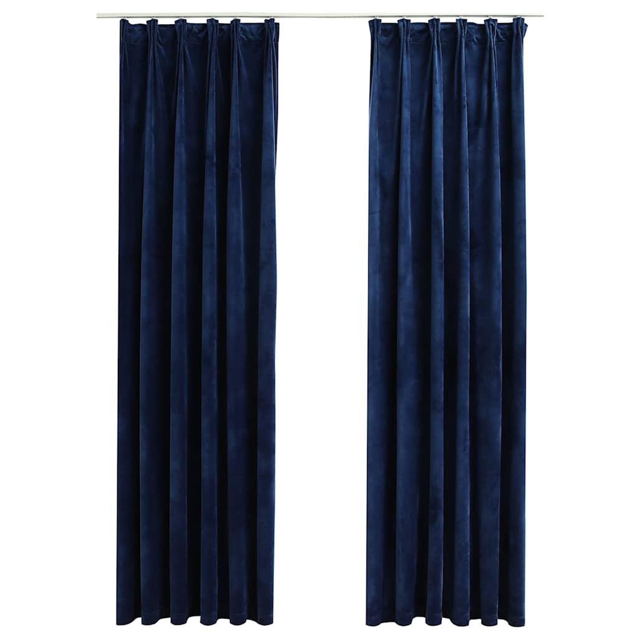 Voir la diapositive 2 : VIDAXL Rideaux occultants et crochet 2pcs Velours Bleu fonce 140x175cm