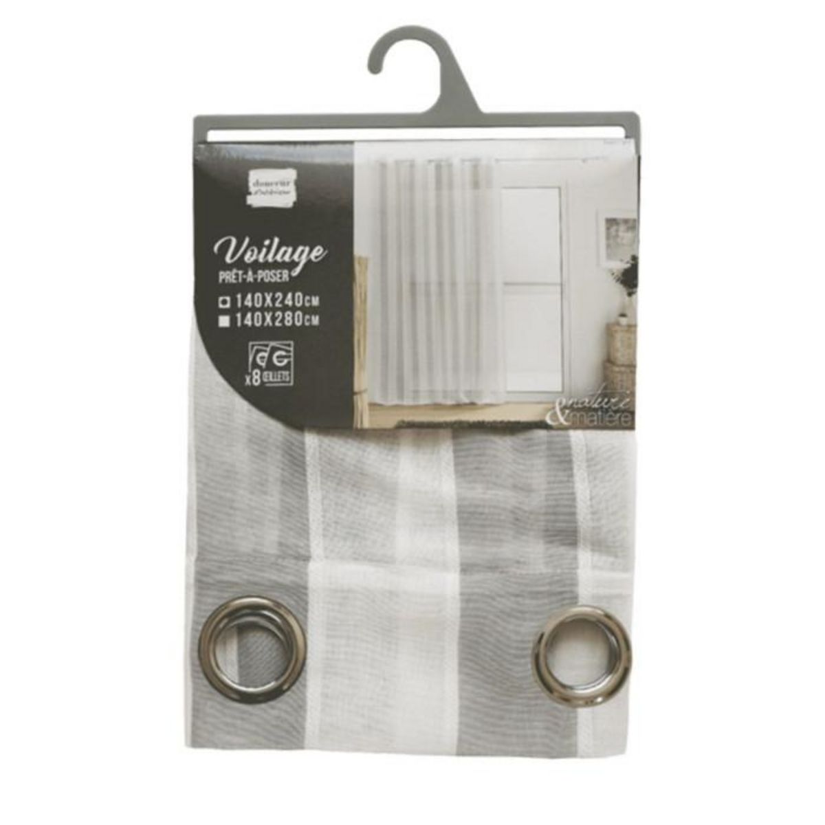 Paris Prix Rideau Voilage à Œillets  Palaos  140x240cm Gris