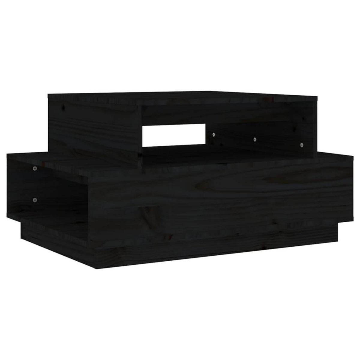VIDAXL Table basse Noir 80x55x40,5 cm Bois massif de pin