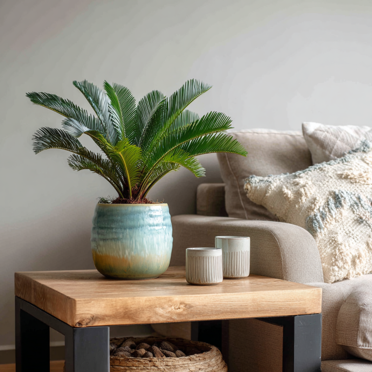 PLANT IN A BOX Sagou du Japon - Set de 2 - Cycas revoluta - Hauteur 45-60cm - ⌀15cm