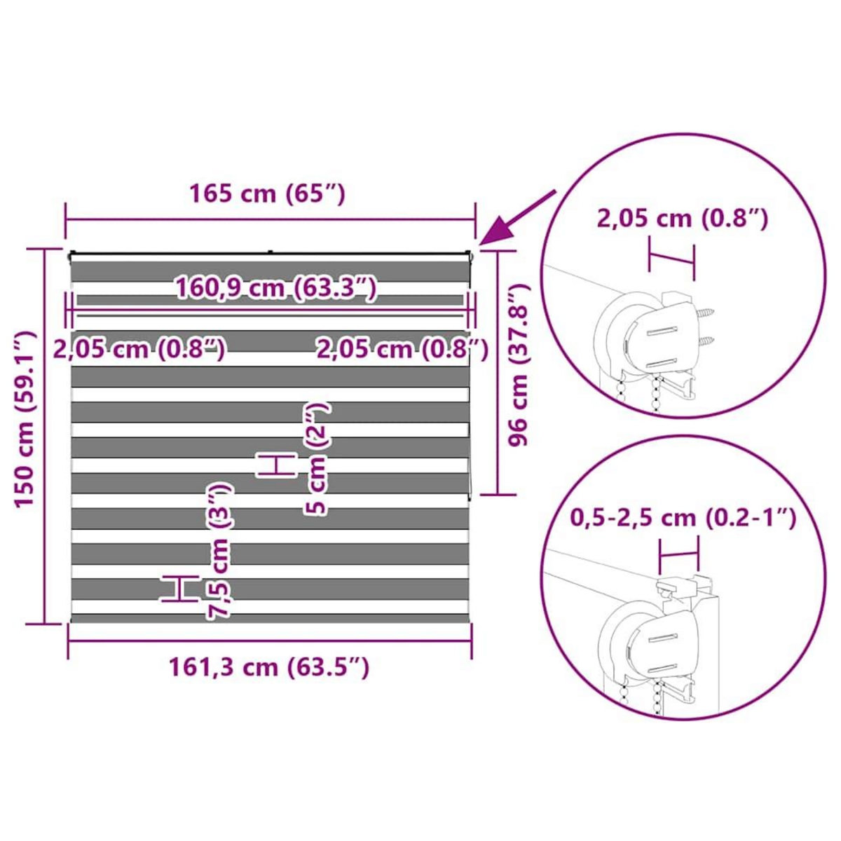 VIDAXL Store zebre beige marbre largeur du tissu 160,9 cm polyester