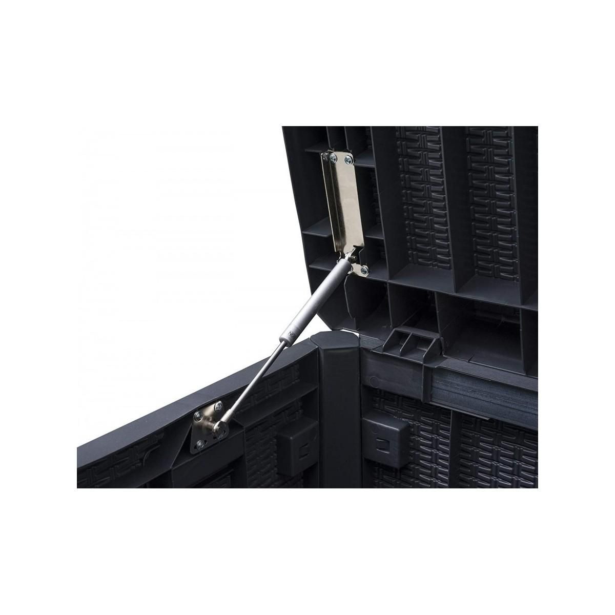 Toomax Coffre de jardin 125L Gris Anthracite avec Coussin Résine Effet rotin 73x50x49 cm Rangement Extérieur TOOMAX