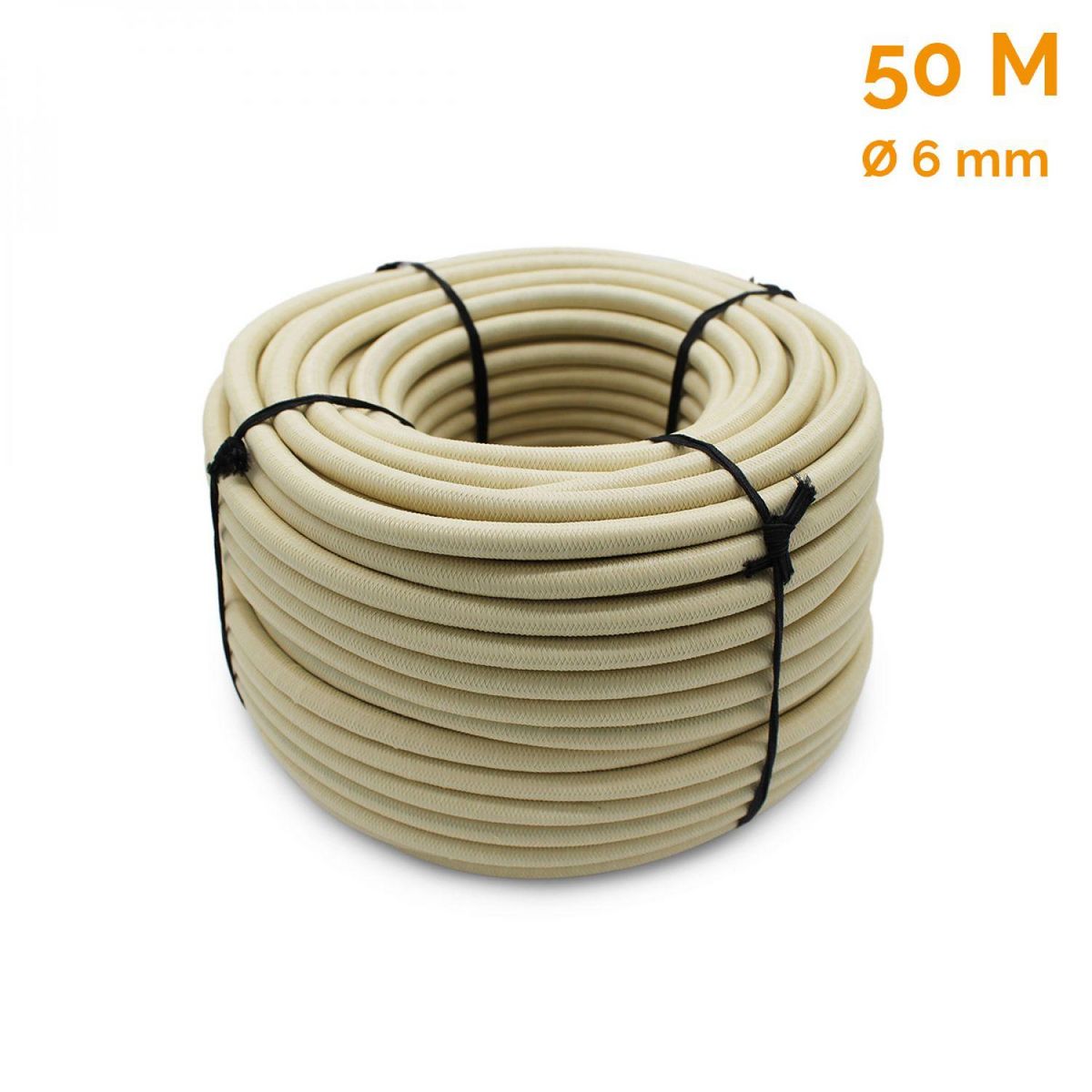 LINXOR Bobine, rouleau de tendeur élastique - 50 mètres x 6 mm - Beige