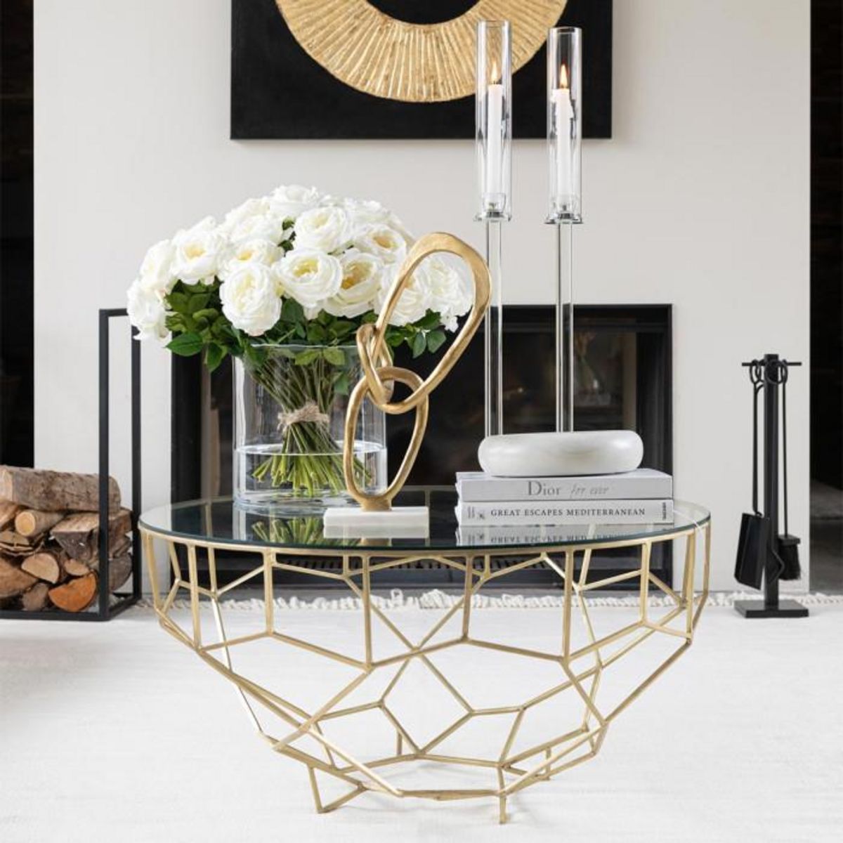 Paris Prix Table Basse Design en Verre  Moza  90cm Or