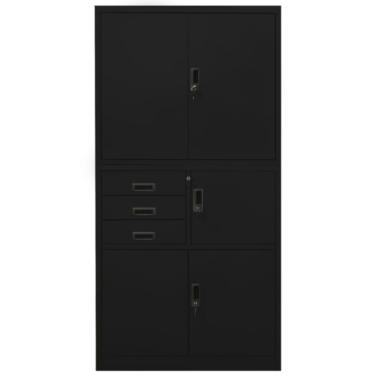 VIDAXL Armoire de bureau Noir 90x40x180 cm Acier