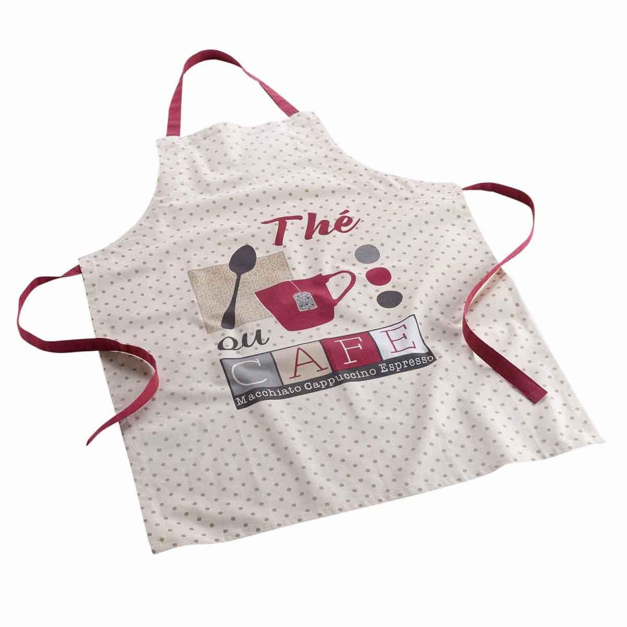 Douceur d'Intérieur Tablier de cuisine imprimé  déjeuner  84cm taupe