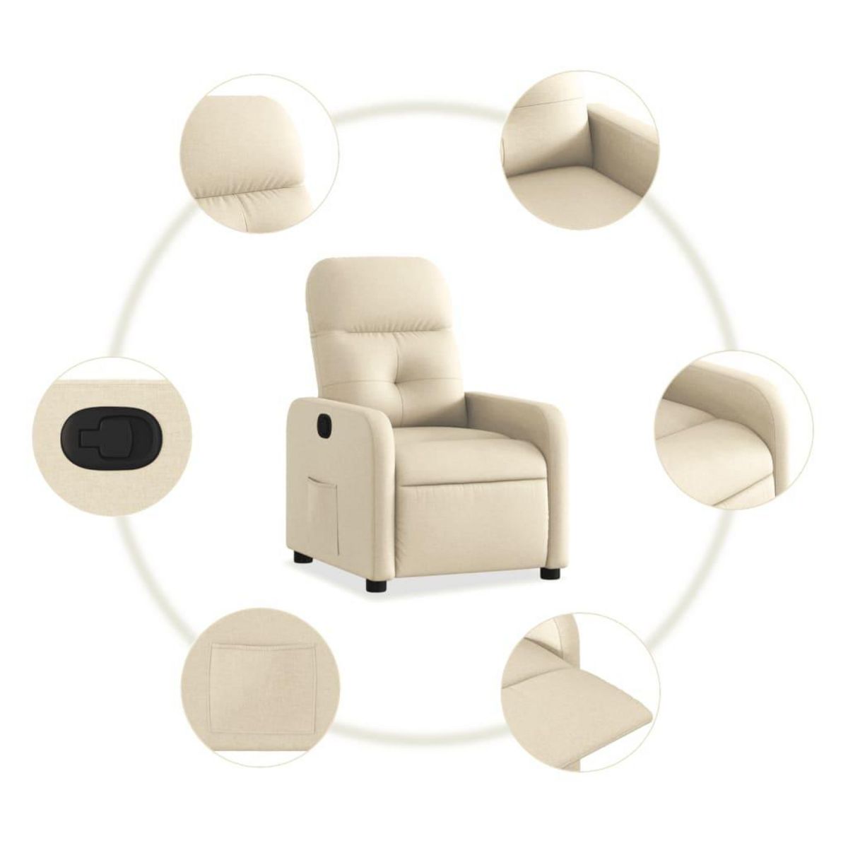 VIDAXL Fauteuil inclinable Creme Tissu