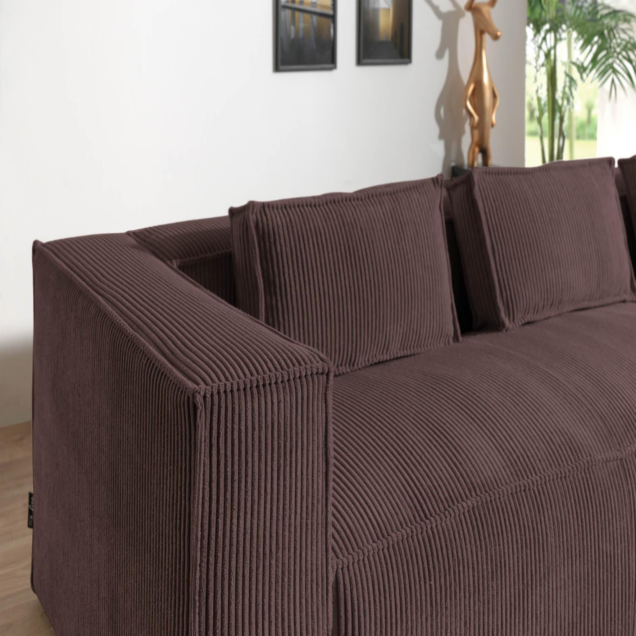 Voir la diapositive 4 : LISA DESIGN Stella - canapé d'angle - en velours côtelé - 4 places -style contemporain - droit