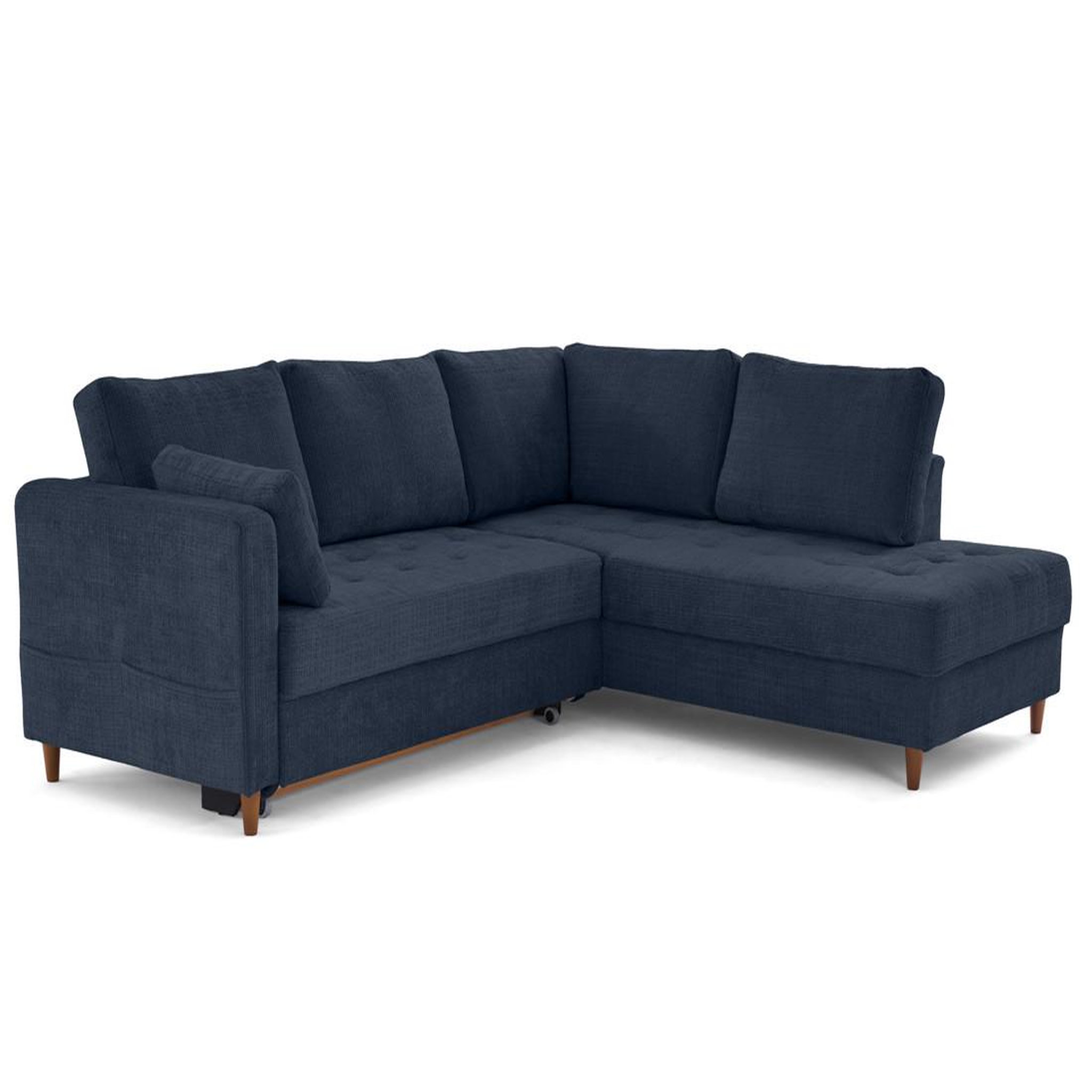 Voir la diapositive 3 : LISA DESIGN Anna - canapé d'angle droit 5 places convertible en velours texturé