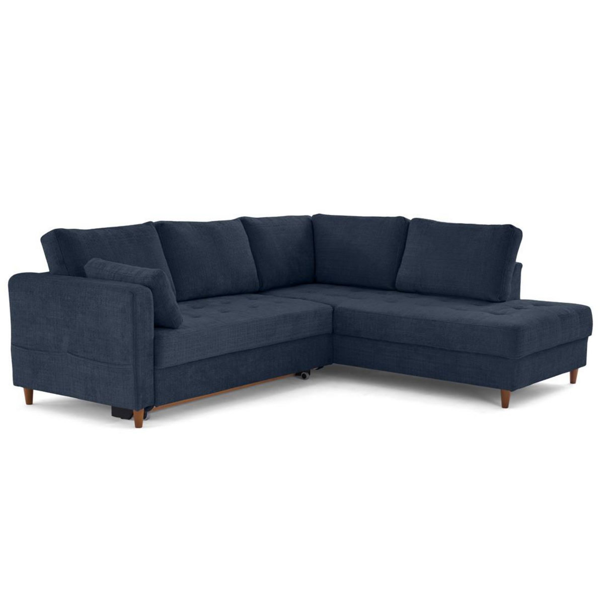 LISA DESIGN Anna - canapé d'angle droit 5 places convertible en velours texturé