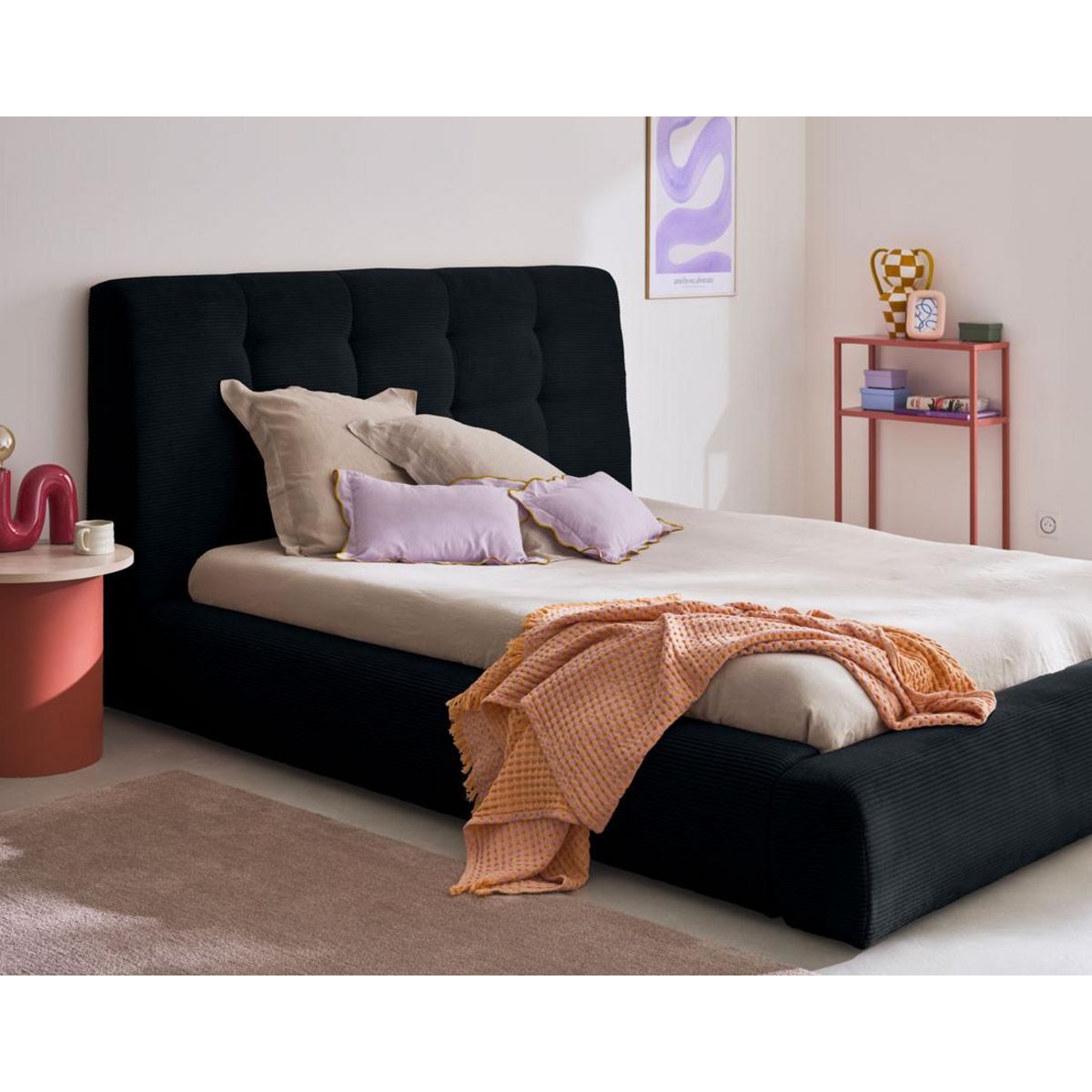 LISA DESIGN Onyx - lit coffre - 180x200 cm - en velours côtelé - sommier inclus